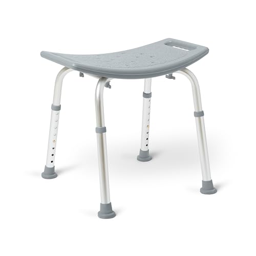 Medline Shower Chair Without Back, Bath Bench Supports up to 400 lbs, Gray