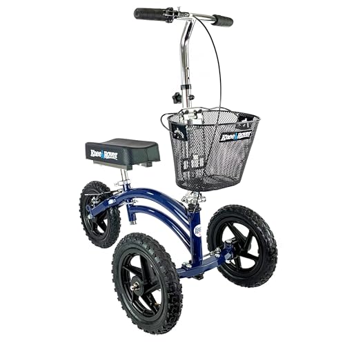 KneeRover Original Steerable All Terrain Knee Scooter for Adults for Foot Surgery Heavy Duty Knee Walker for Broken Ankle Foot Injuries - Leg Recovery Scooter Best Knee Crutch Alternative (Blue)