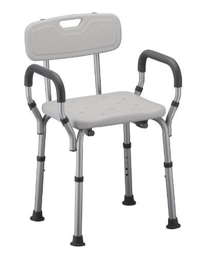 NOVA Medical Products Shower and Bath Chair with Back & Arms, White, 1 Count