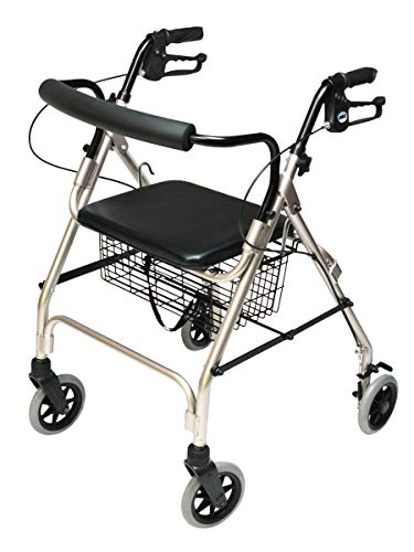 Lumex Walkabout Lite Rollator with Seat, Lightweight 14.5 lb.Walker, Large 6' Wheels, Champagne