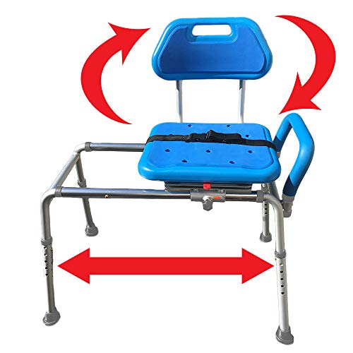 Platinum Health Gateway Premium Sliding Bath Transfer Bench with Swivel Seat-Padded (Blue)