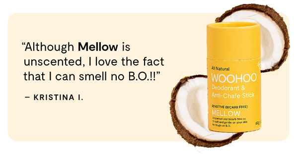 Mellow unscented bicarb free natural deodorant by Woohoo Body