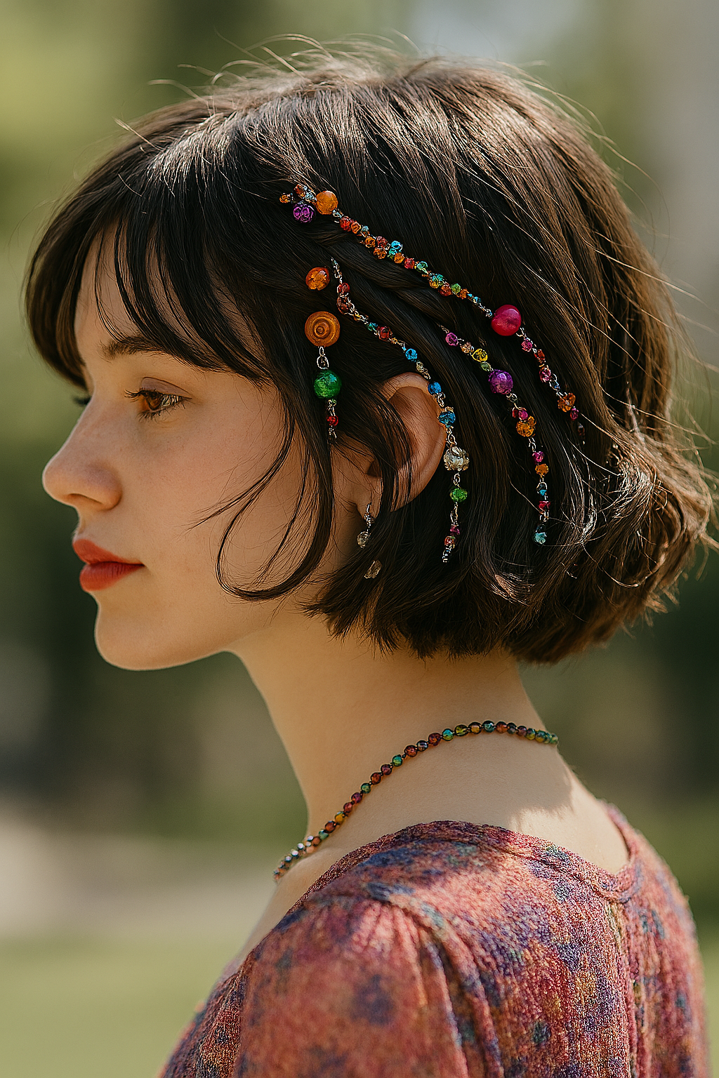 🌸 Short Wavy Bob with Colorful...