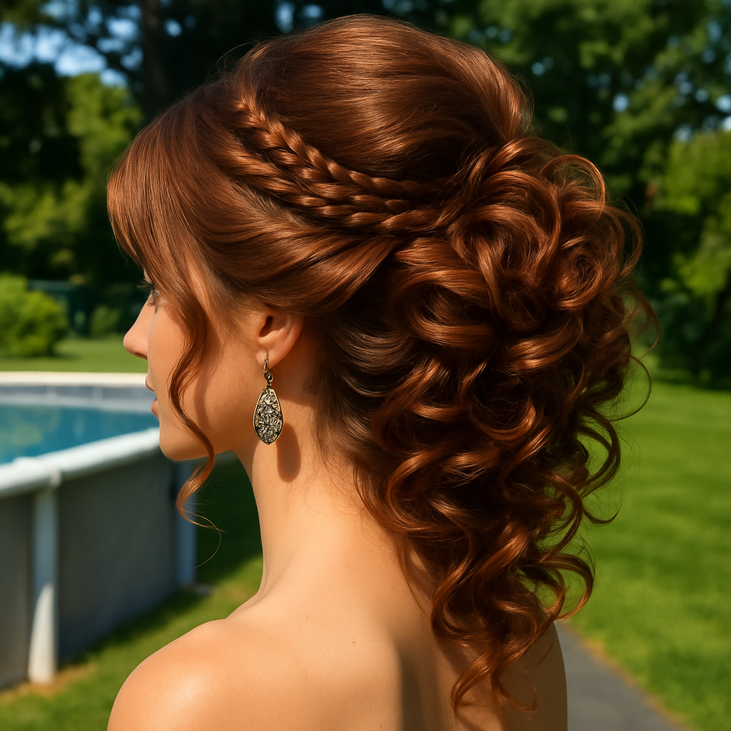 The Romantic Curly Updo with Braided...