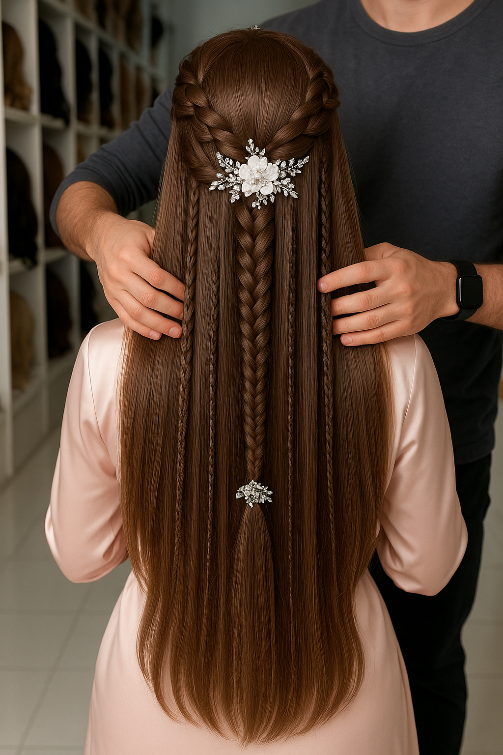 The Elegant Half-Up, Half-Down Fishtail Braid...