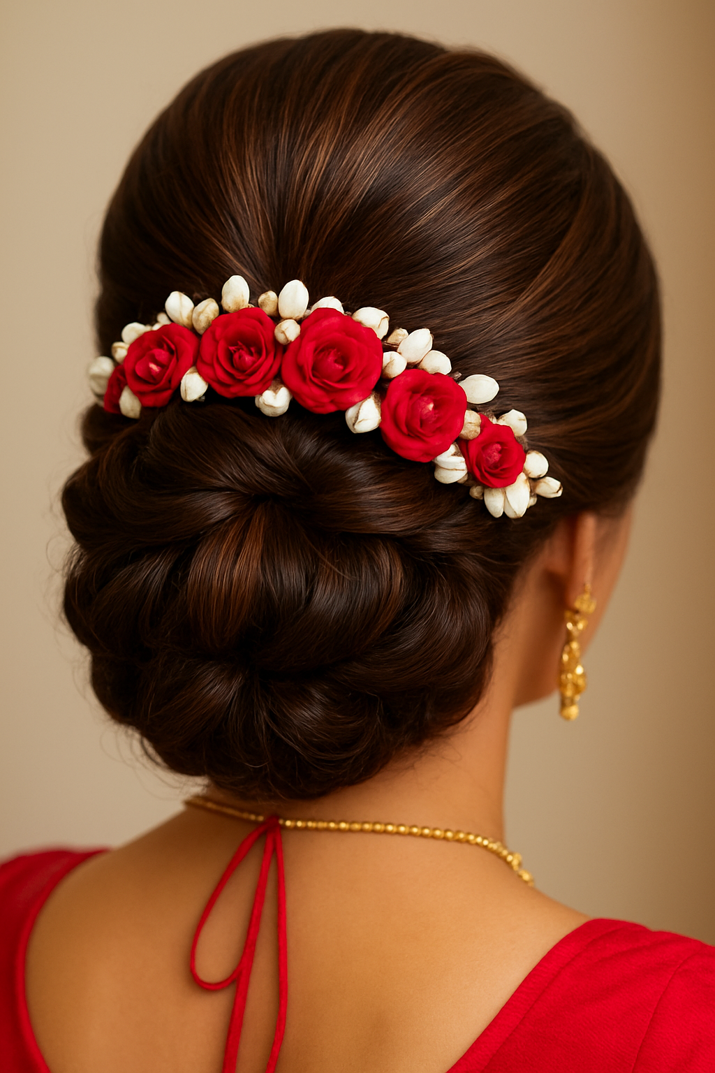 🌹 Elegant Bridal Bun Hairstyle with...