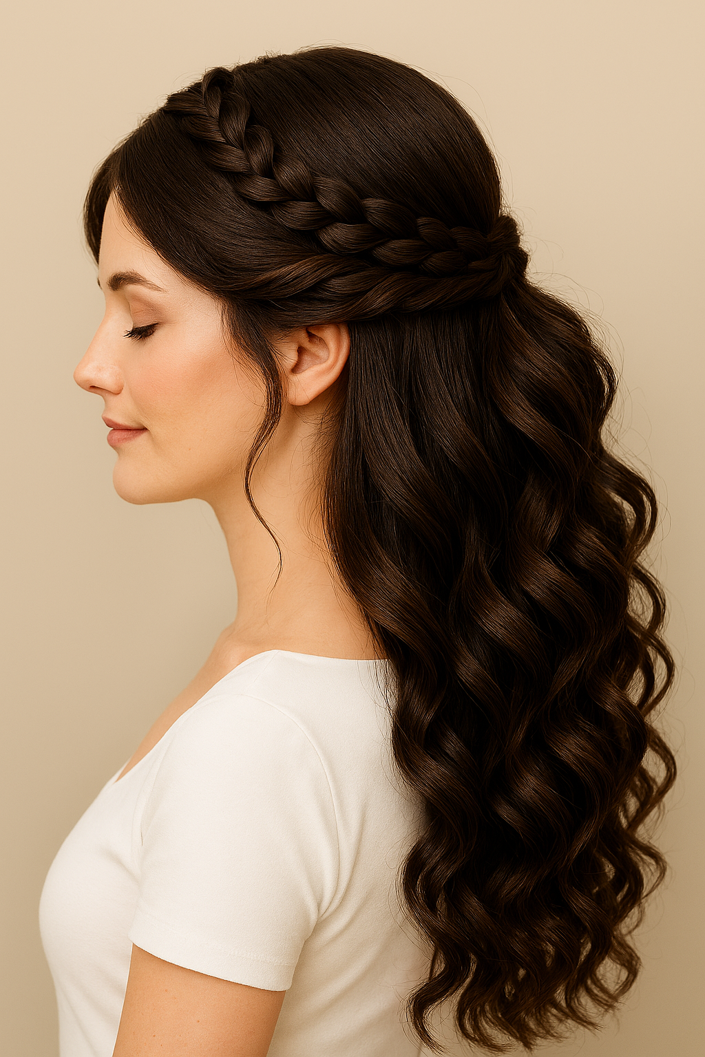 Crown Braid Glam: The Half-Up Hairstyle...